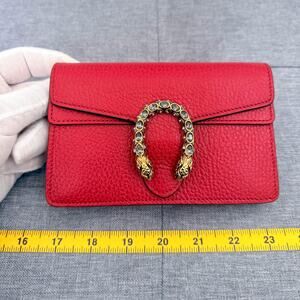 Authentic Gucci Dionysus Red Leather Chain Shoulder Crossbody Bag Tiger Head